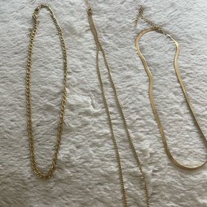 Set of 3 Gold Tone Necklaces